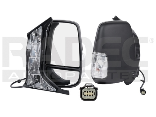 ESPEJO FD TRANSIT 15-17 ELECTRICO C/DESEMPANANTE C/DIRECCIONAL BLANCO CORRUGADO 7 PINES VAN/CHASIS/PASAJEROS L4/V6 4/6 CILINDROS 2.2/3.5L 2/5 PUERTAS DER