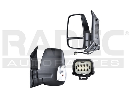 ESPEJO FD TRANSIT 15-17 ELECTRICO C/DESEMPANANTE C/DIRECCIONAL BLANCO CORRUGADO 7 PINES VAN/CHASIS/PASAJEROS L4/V6 4/6 CILINDROS 2.2/3.5L 2/5 PUERTAS IZQ