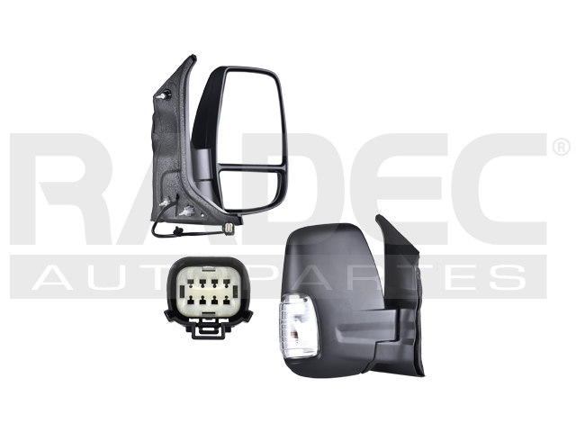 ESPEJO FD TRANSIT 15-17 MANUAL C/DIRECCIONAL BCO CORRUGADO 2 PINES VAN/CHASIS/PASAJEROS L4/V6 4/6 CILINDROS 2.2/3.5L 2/5 PTAS DER