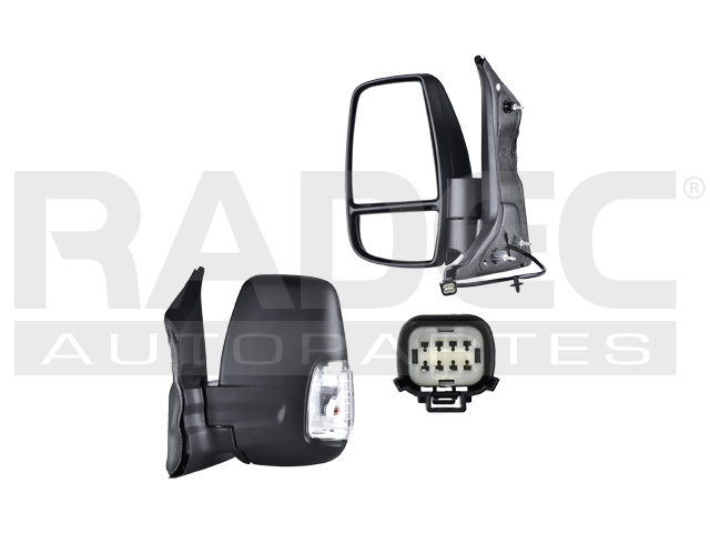 ESPEJO FD TRANSIT 15-17 MANUAL C/DIRECCIONAL BCO CORRUGADO 2 PINES VAN/CHASIS/PASAJEROS L4/V6 4/6 CILINDROS 2.2/3.5L 2/5 PTAS IZQ