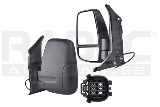 ESPEJO FD TRANSIT 15-17 ELECTRICO CORRUGADO 3 PINES VAN/CHASIS/PASAJEROS L4/V6 4/6 CILINDROS 2.2/3.5L 2/5 PUERTAS IZQ