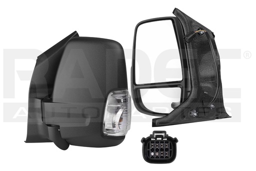 ESPEJO FD TRANSIT 18-21 ELECTRICO C/DESENPANANTE C/DIRECCIONAL E/ABATIBLE CORRUGADO 6 PINES VAN/PASAJEROS L4/V6 4/6 CILINDROS 2.2/3.5L 5 PUERTAS IZQ