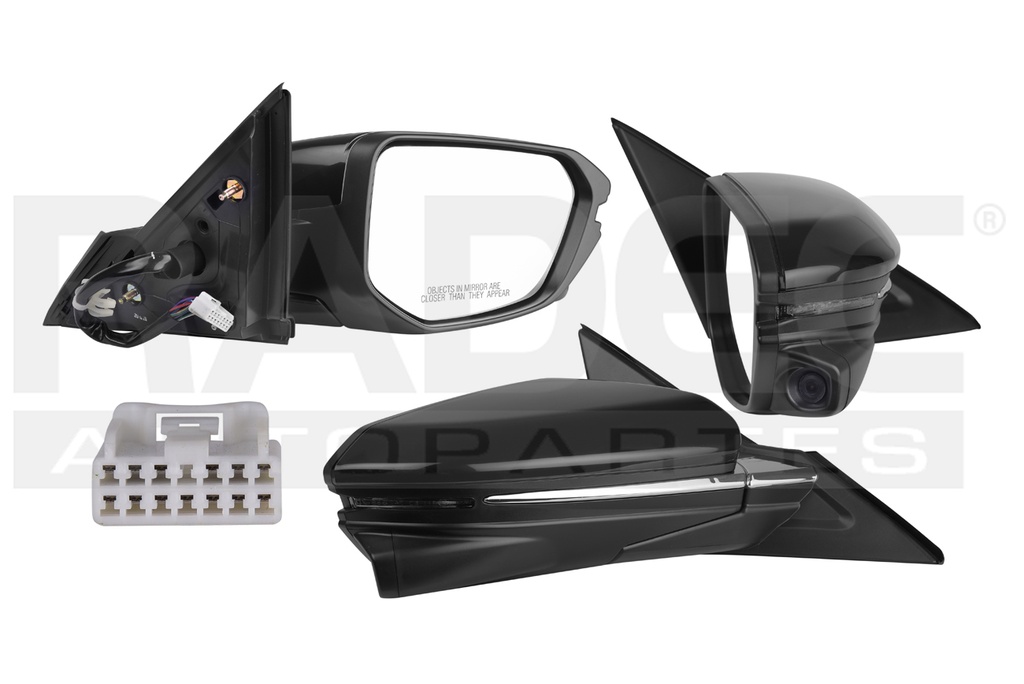 ESPEJO HD CIVIC 16-21 ELECTRICO C/DESENPANANTE C/DIRECCIONAL C/CAMARA C/MOLDURAS CROMADAS P/PINTAR 13 PINES TURBO PLUS/TOURING L4 4 CILINDROS 1.5/2.0L 4 PUERTAS DER