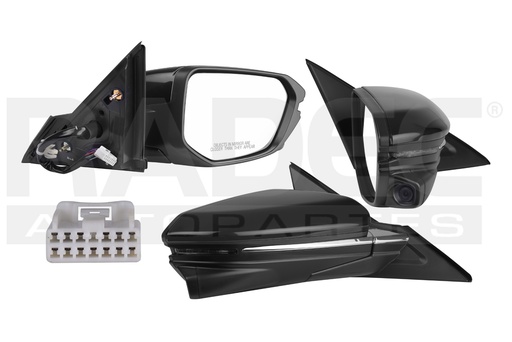 ESPEJO HD CIVIC 16-21 ELECTRICO C/DESENPANANTE C/DIRECCIONAL C/CAMARA C/MOLDURAS CROMADAS P/PINTAR 13 PINES TURBO PLUS/TOURING L4 4 CILINDROS 1.5/2.0L 4 PUERTAS DER