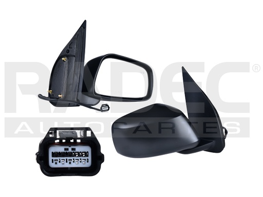 ESPEJO NS FRONTIER 05-19 ELECTRICO C/DESEMPANANTE CORRUGADO 5 PINES LE/S/SE/COMFORT/PRO-4X/DESERT RUNNER L4/V6 4/6 CILINDROS 2.4/2.5/4.0L 2/4 PUERTAS DER