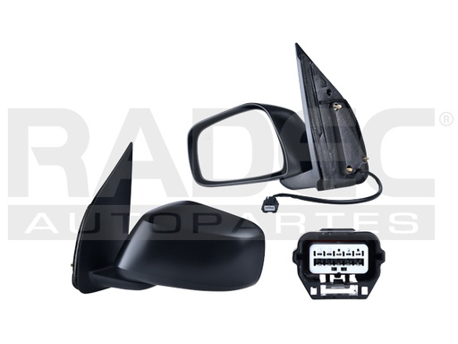 ESPEJO NS FRONTIER 05-19 ELECTRICO C/DESEMPANANTE CORRUGADO 5 PINES LE/S/SE/COMFORT/PRO-4X/DESERT RUNNER L4/V6 4/6 CILINDROS 2.4/2.5/4.0L 2/4 PUERTAS IZQ