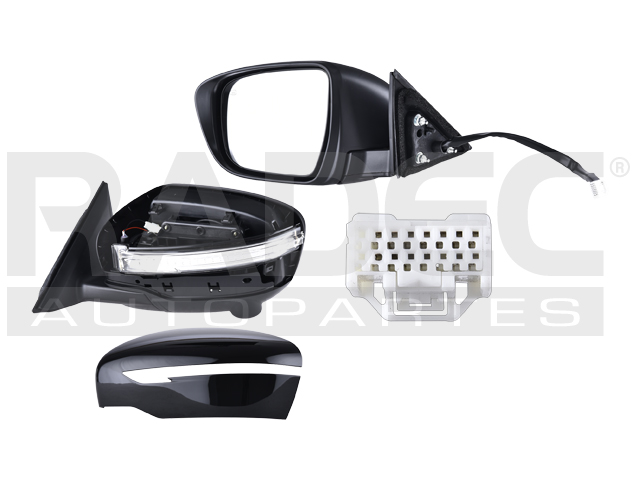 ESPEJO NS X-TRAIL 15-22 ELECTRICO C/DESENPANANTE C/DIRECCIONAL E/ABATIBLE C/CAMARA P/PINTAR S/SV/SL/ADVANCE/EXCLUSIVE/SENSE/ARMOR/HYBRID L4 4 CILINDROS 2.0/2.5L 5 PUERTAS IZQ