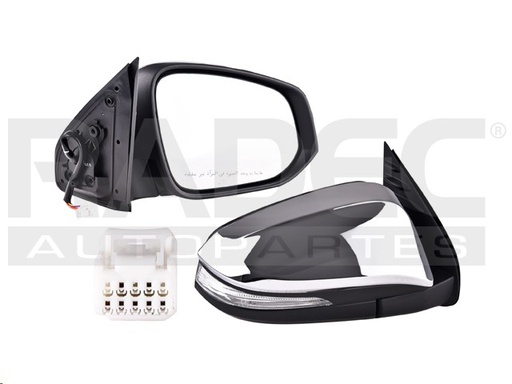 ESPEJO TY HILUX 16-23 LINEA ANTERIO Y LINEA NUEVA ELECTRICO C/DIRECCIONAL E/ABATIBLE CROMADO 7 PINES 4X2/4X4/SR/BASE L4 4 CILINDROS 2.7/2.8L 2/4 PUERTAS DER