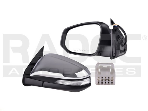 ESPEJO TY HILUX 16-23 LINEA ANTERIO Y LINEA NUEVA ELECTRICO C/DIRECCIONAL E/ABATIBLE CROMADO 7 PINES 4X2/4X4/SR/BASE L4 4 CILINDROS 2.7/2.8L 2/4 PUERTAS IZQ