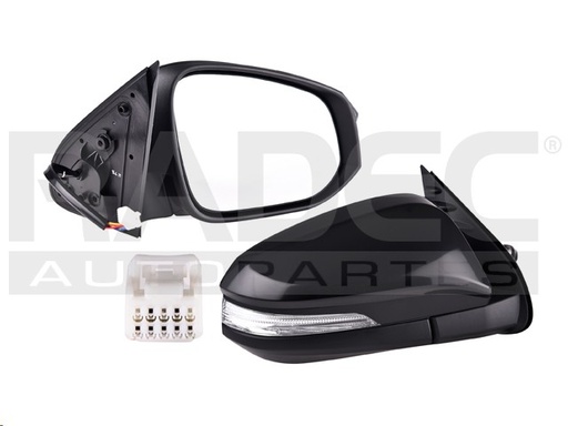 ESPEJO TY HILUX 16-23 LINEA ANTERIO Y LINEA NUEVA ELECTRICO C/DESENPANANTE C/DIRECCIONAL P/PINTAR 7 PINES 4X2/4X4/SR/BASE L4 4 CILINDROS 2.7/2.8L 2/4 PUERTAS DER