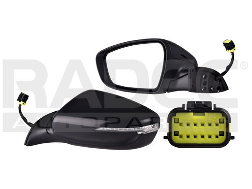 ESPEJO KI FORTE 17-18 ELECTRICO C/DESEMPANANTE C/DIRECCIONAL C/LUZ INFERIOR E/ABATIBLE P/PINTAR 8 PINES EX/LX/SX L4 4 CILINDROS 2.0L 4/5 PUERTAS DER