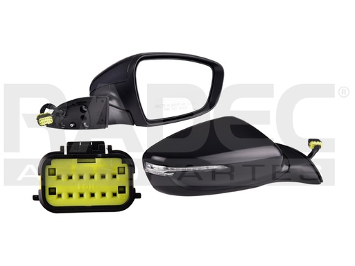 ESPEJO KI FORTE 17-18 ELECTRICO C/DESEMPANANTE C/DIRECCIONAL C/LUZ INFERIOR E/ABATIBLE P/PINTAR 8 PINES EX/LX/SX L4 4 CILINDROS 2.0L 4/5 PUERTAS IZQ
