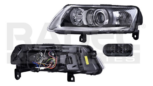 FARO AD A6 05-10 ELECTRICO S/MOTOR C/LUPA FONDO NEGRO P/FOCO XENON S/FOCO DEPO IZQ
