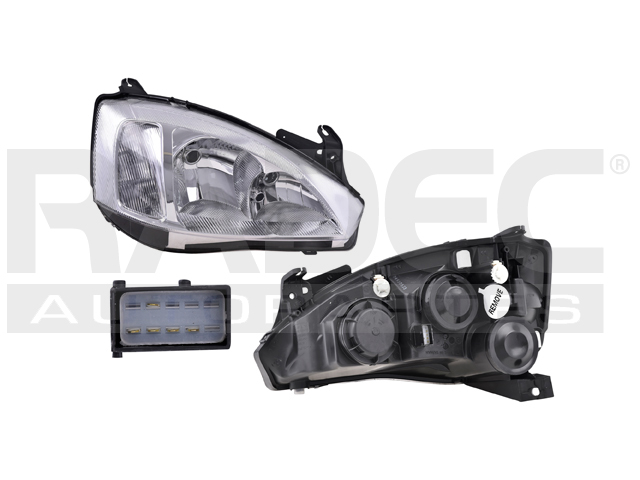 FARO CV CORSA 03-07 4 Y 5 PUERTAS FONDO CROMADO 5 PINES CUARTO RAYADO P/FOCO H1 Y H7 S/FOCO DEPO DER