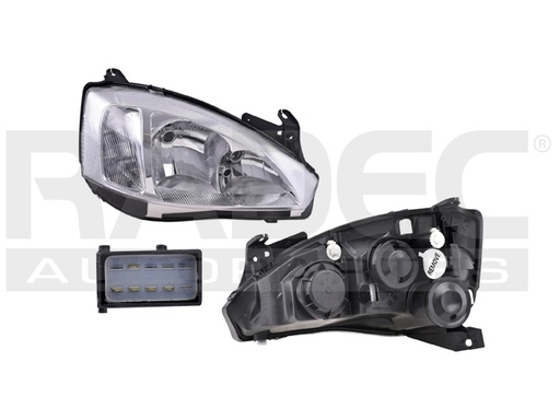 FARO CV CORSA 03-07 4 Y 5 PUERTAS FONDO CROMADO 5 PINES CUARTO RAYADO P/FOCO H1 Y H7 S/FOCO DEPO DER