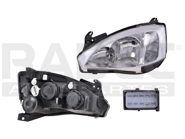 FARO CV CORSA 03-07 4 Y 5 PUERTAS FONDO CROMADO 5 PINES CUARTO RAYADO P/FOCO H1 Y H7 S/FOCO DEPO IZQ