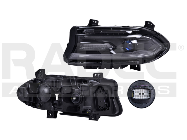 FARO DG CHARGER 15-16 C/FOCO HALOGENO HIR2 C/LUPA AZUL C/LEDS DEPO IZQ