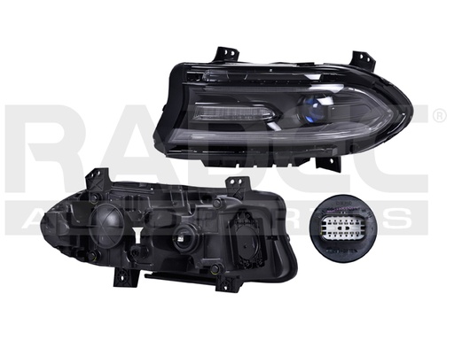 FARO DG CHARGER 15-16 C/FOCO HALOGENO HIR2 C/LUPA AZUL C/LEDS DEPO IZQ