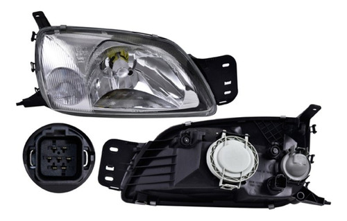 FARO FD FIESTA 00-02 ELECTRICO C/MOTOR P/FOCO HALOGENO C/BASE ESQUINA BLANCA S/FOCO DEPO DER