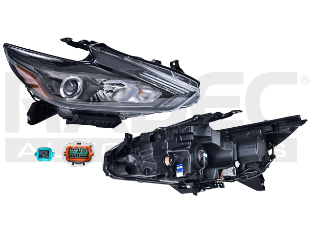 FARO NS ALTIMA 17-18 FONDO NEGRO P/FOCO HALOGENO C/LEDS C/FOCO DEPO DER