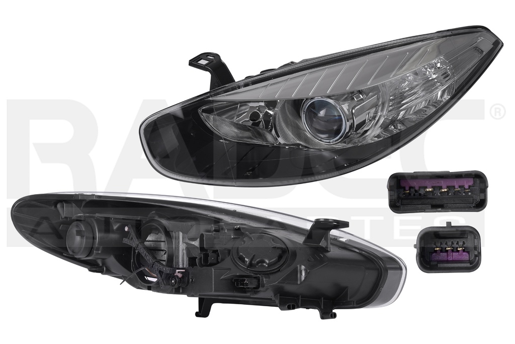 FARO RN FLUENCE 13-18 ELECTRICO C/MOTOR FONDO NEGRO P/FOCO HALOGENO C/MOLDURA CROMADA S/FOCO DEPO IZQ