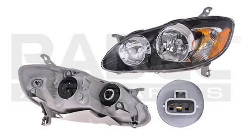 FARO TY COROLLA 05-08 FONDO NEGRO S/FOCO DEPO IZQ