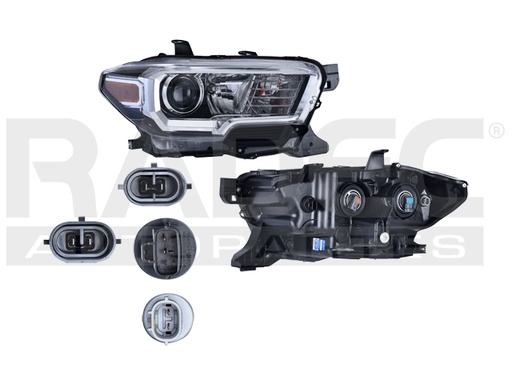 FARO TY TACOMA 16-23 FONDO NEGRO ARO DE LUPA CROMADO/NEGRO S/LUZ DE DIA C/FOCO DEPO DER