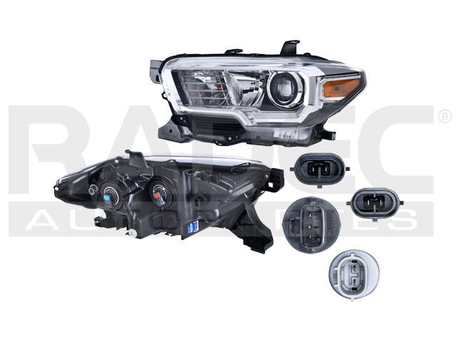 FARO TY TACOMA 16-23 FONDO NEGRO ARO DE LUPA CROMADO/NEGRO S/LUZ DE DIA C/FOCO DEPO IZQ