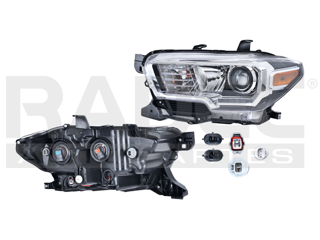 FARO TY TACOMA 16-23 FONDO NEGRO ARO DE LUPA CROMADO/NEGRO C/LUZ DE DIA C/FOCO DEPO IZQ