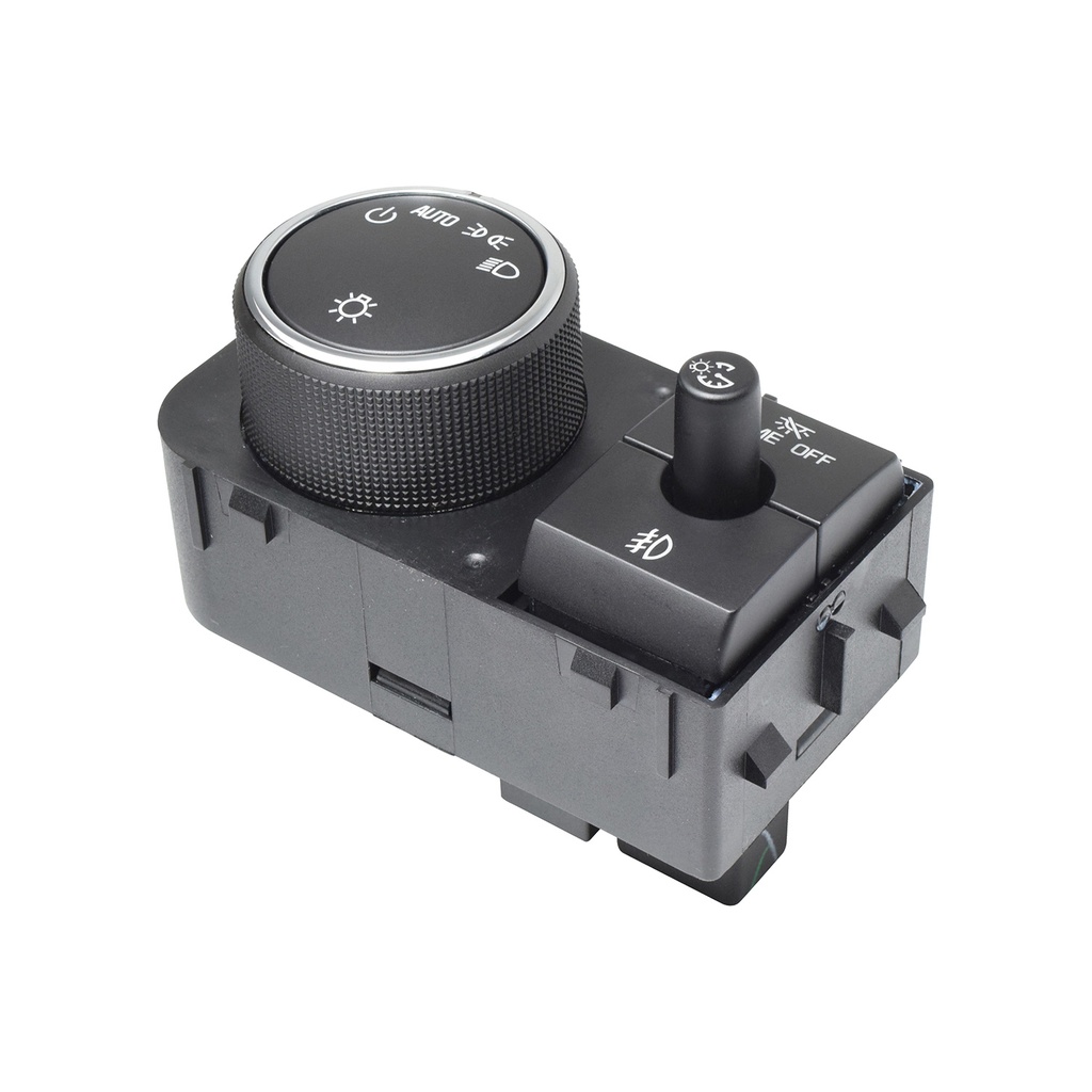 INTERRUPTOR LUZ DE FARO CV CHEYENNE 07-13/EXPRESS VAN 08-18/SILVERADO/PICK UP  GM SIERRA  CV AVALANCHE 07-13/SUBURBAN/TAHOE  GM YUKON 07-14  16 PINS CON REGULADOR NEGRO FILO CROMADO 12VCC CUB    