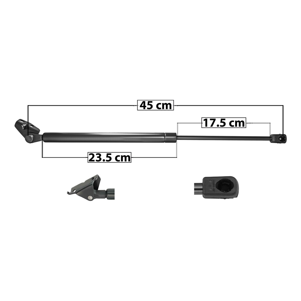 AMORTIGUADOR 5TA PUERTA DG ATOS 05-08  45 23.5 17.5 ENTRADA TIPO 6 ENTRADA 2 TIPO 9 370 83.18 37.73 430 96.67 43.85 SPART 8119 Derecho   