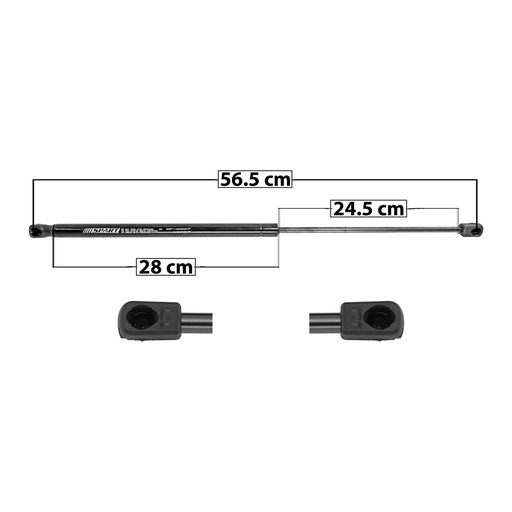 AMORTIGUADOR COFRE DG DURANGO 11-16  56.5 28 24.5 ENTRADA TIPO 9 ENTRADA 2 TIPO 9 280 62.95 28.55 220 49.45 22.43 SPART 6667 Derecho/Izquierdo   