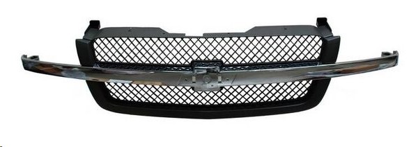 PARRILLA CV SILVERADO 03-07 LINEA ANTERIOR NEGRA MATE C/MOLDURA CROMADA 1500/2500/Z71 V8 8 CILINDROS 4.8/5.3/5.7L 2/4 PUERTAS