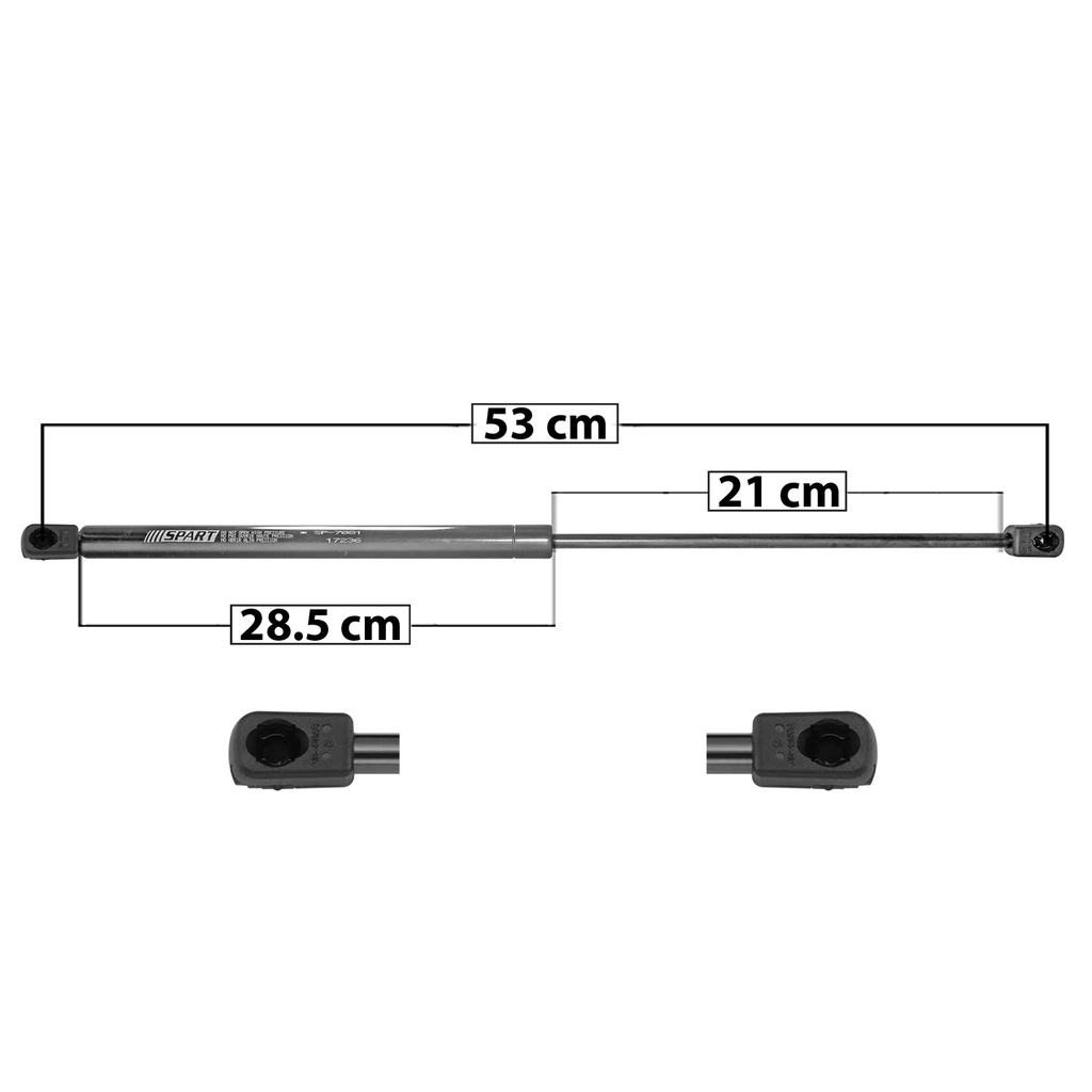 AMORTIGUADOR 5TA PUERTA VW POINTER 97-05  53 28.5 21 ENTRADA TIPO 9 ENTRADA 2 TIPO 9 325 16.42 7.45 385 19.45 8.82 SPART 7081    