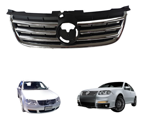 PARRILLA VW JETTA CLASICO 08-15 NEGRA MATE C/MOLDURAS CROMADAS TDI/CITY/EUROPA/TRENDLINE/WOLFSBURG EDITION L4/L5 4/5 CILINDROS 1.9/2.0/2.5L 4 PUERTAS