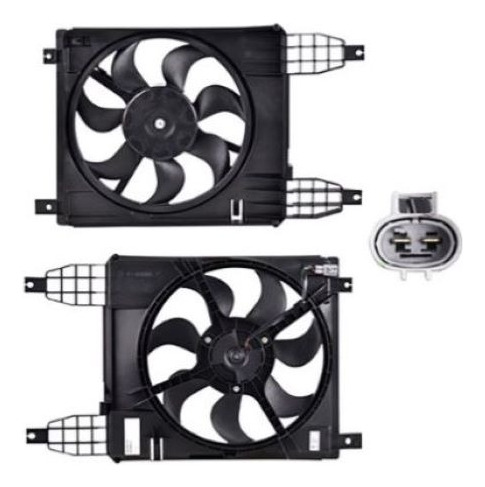 MOTOVENTILADOR CHEVROLET AVEO 08-18 L4 1.5, 1.6 LTS P/RAD C/AA SENCILLO COMPLETO 2 PINES TY