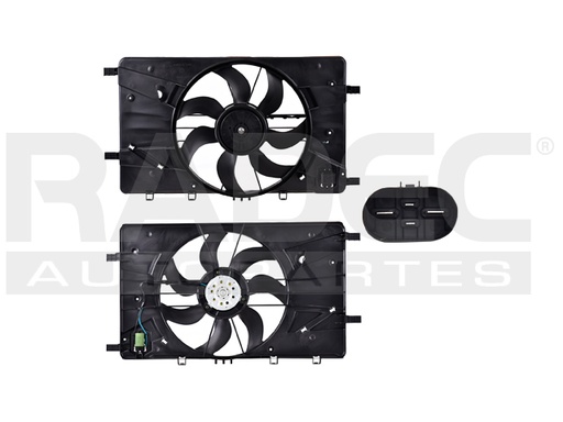 MOTOVENTILADOR CV CRUZE 10-16 L4 1.4, 1.8 LTS P/RAD C/RESISTENCIA SENCILLO COMPLETO 4 PINES TY