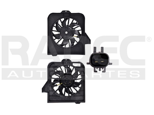 MOTOVENTILADOR DG CARAVAN 01-05 L4 2.4/V6 3.3 LTS P/RAD L/IZQ SENCILLO COMPLETO 2 PINES KS