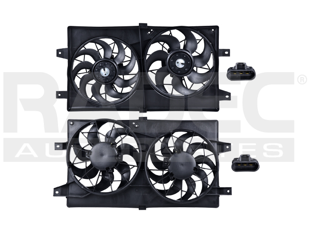 MOTOVENTILADOR DG STRATUS 01-06 L4 2.0, 2.4/V6 2.7, 3.0 LTS SEDAN DOBLE COMPLETO 3 Y 3 PINES TY