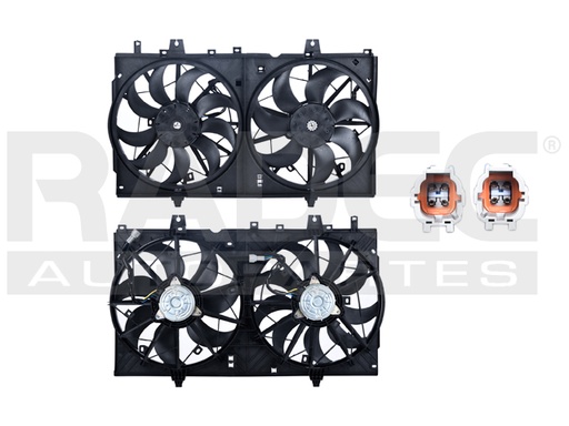 MOTOVENTILADOR NS ROGUE 16-21 L4 2.0,  2.5 LTS DOBLE COMPLETO 4 Y 4 PINES TY