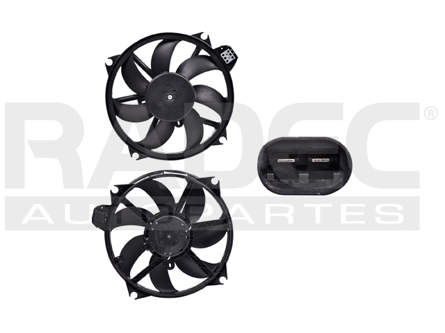 MOTOVENTILADOR RN MEGANE 08-10 L4 1.6, 2.0L P/RAD C/RESISTENCIA SENCILLO COMPLETO 2 PINES TY