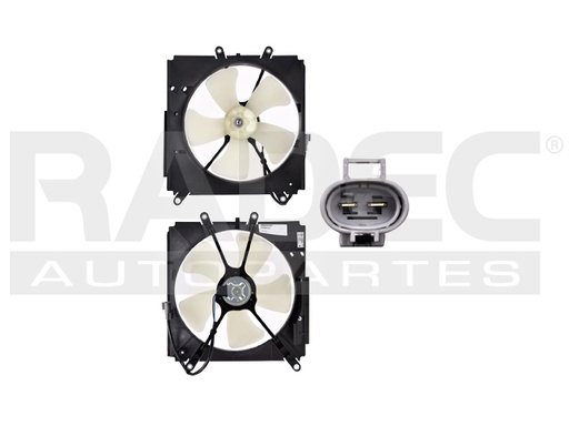 MOTOVENTILADOR TY COROLLA 93-97 L4 1.6, 1.8 LTS P/RAD SENCILLO COMPLETO 2 PINES TW