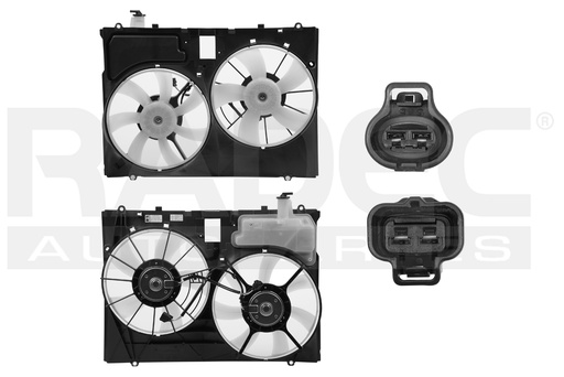MOTOVENTILADOR TY SIENNA 06-10 V6 3.3, 3.5 LTS C/DEPOSITO DOBLE COMPLETO 2 Y 2 TERMINALES TY