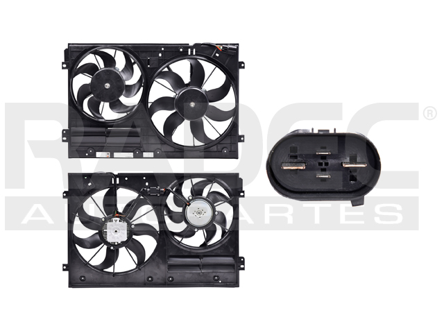MOTOVENTILADOR VW JETTA 08-18 L4 1.9, 2.0/L5 2.5 LTS C/CONTROL DOBLE COMPLETO 4 PINES TW