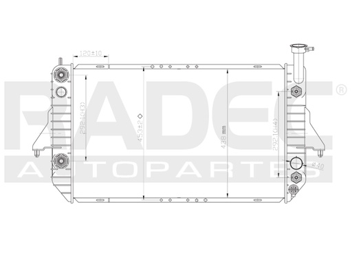 RADIADOR CV ASTRO 95-05 V6  4.3 (ENFRIADOR ARRIBA DE LA TOMA) LTS C/S AA AUT 28 1/4X17 1/4X26MM ALUM SOLD POLAR