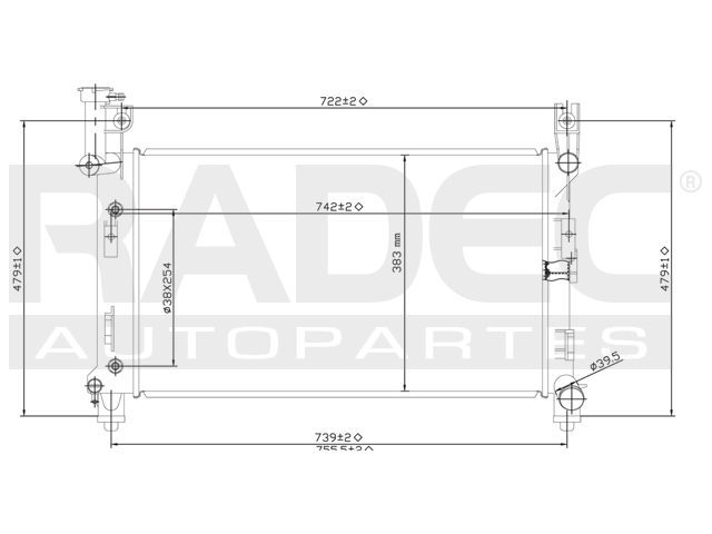 RADIADOR CR CARAVAN/VOYAGER 93-95 V6 3.0 LTS T/LINEALES C/S AA AUT 25 4/5X14 7/8X32MM ALUM SOLD POLAR