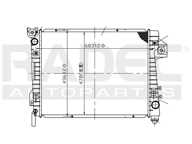 RADIADOR DG RAM 1500 02-08/2500/3500 03-08 V6 3.7 LTS/V8 4.7, 5.7 LTS AUT C/S AA 26 4/7X16 6/7X32MM ALUM SOLD POLAR