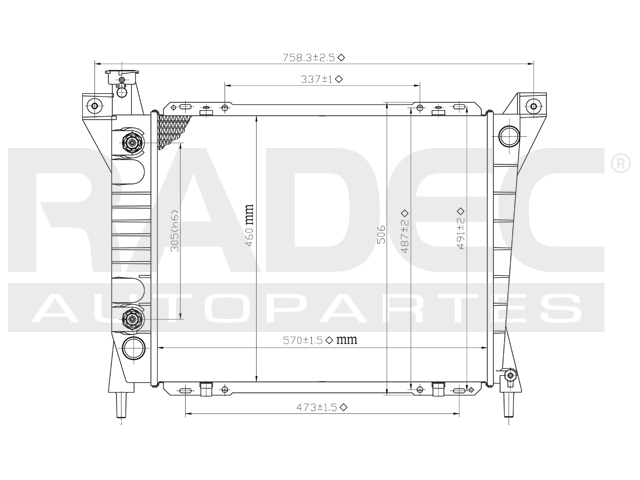 RADIADOR FD AEROSTAR 86-97 V6 4.0 LTS C/S AA AUT 22 4/9X18X26MM ALUM SOLD POLAR