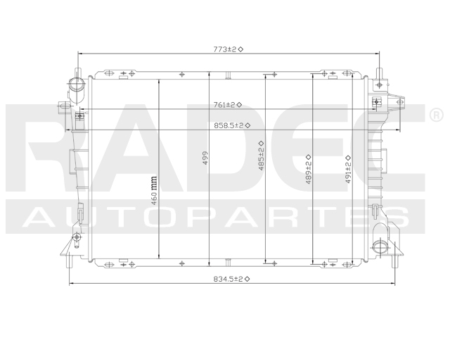 RADIADOR FD CROWN VICTORIA/GRAND MARQUIS/MERCURY 98-02 V8 4.6 LTS C/S AA STD 27 5/9X18X26MM ALUM SOLD POLAR