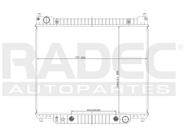 RADIADOR FD ECONOLINE/E-250/E-350/E-450 97-13 V8 V10 6.8 LTS AUT C/S AA 23 5/8X29 4/9X56MM ALUM SOLD POLAR